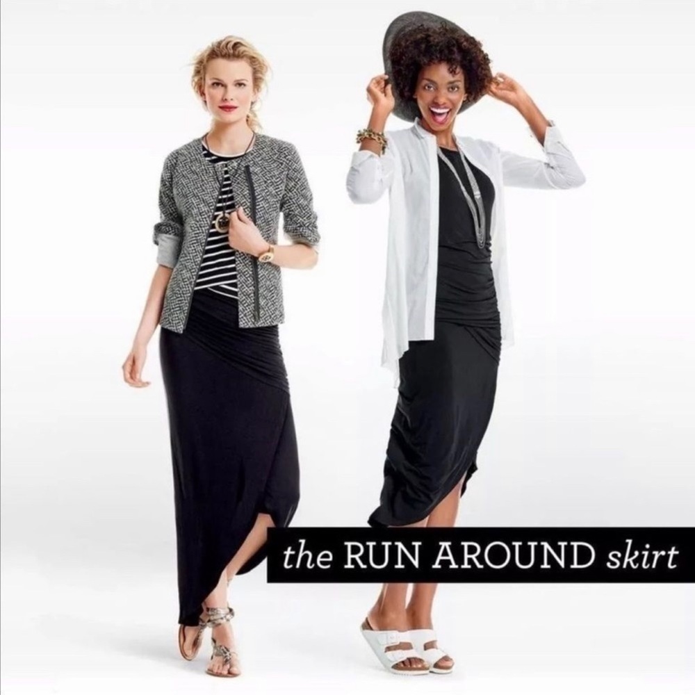 Cabi Run Around Maxi Ruched Asymmetrical skirt